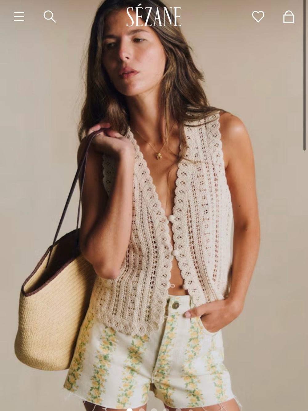 Sezane Palmina crochet vest
